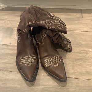 Brown slouch cowboy boots